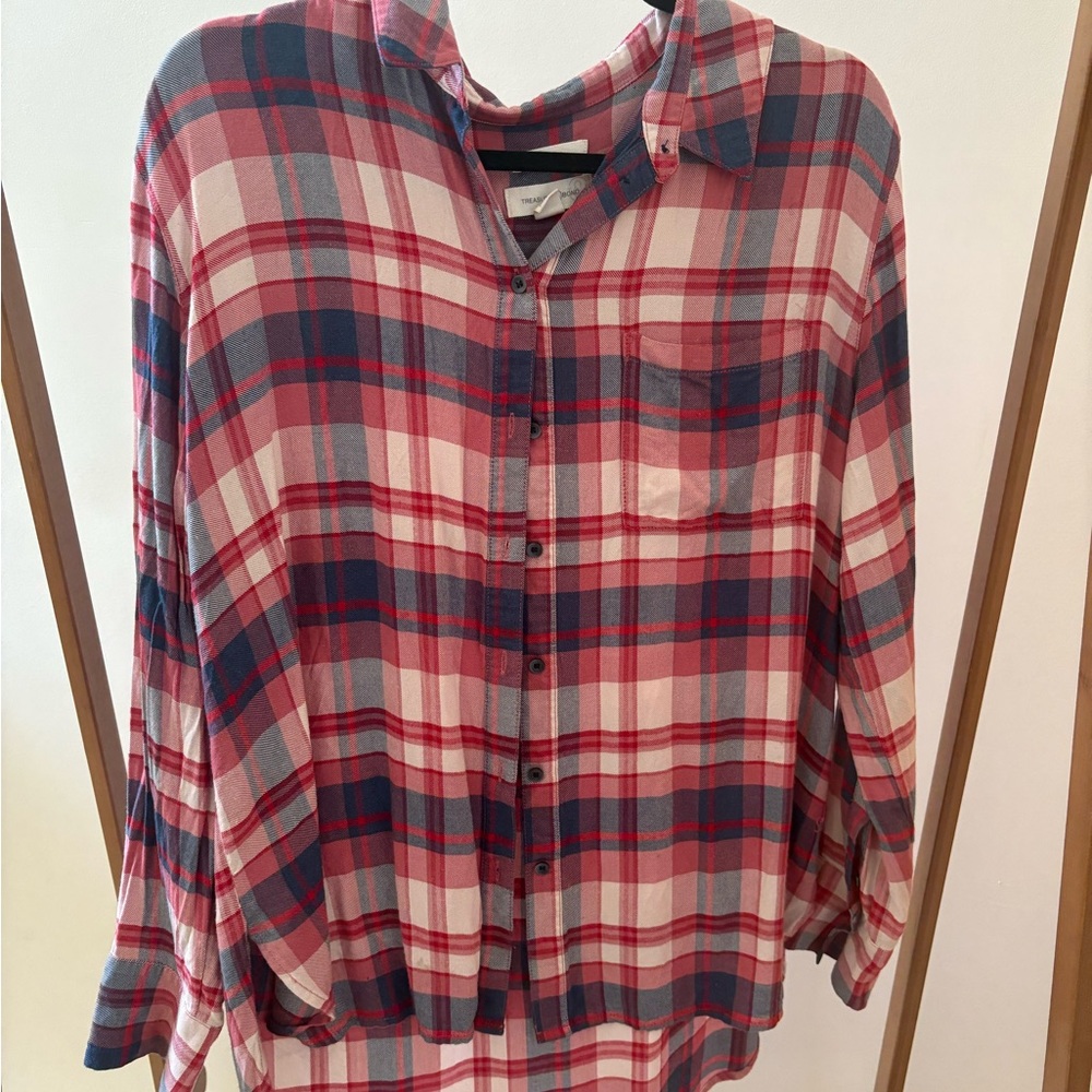 Treasure & Bond Red and Blue Checkered Shirt